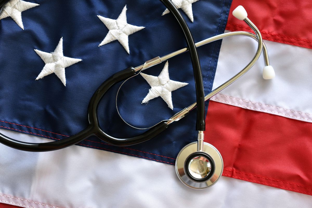 American flag and a stethoscope