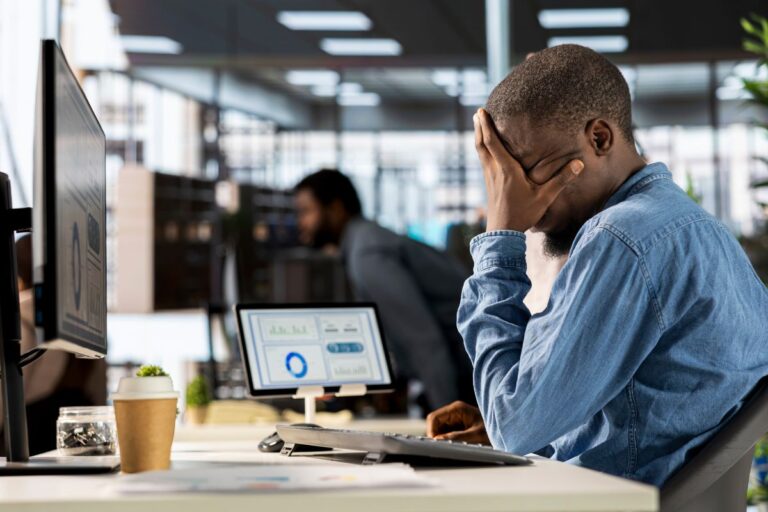 man at work frusterated