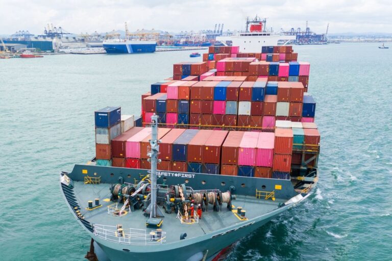 ship with shipping containers on them