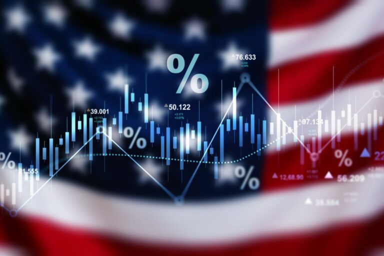 usa flag with numbers and projection marks on it