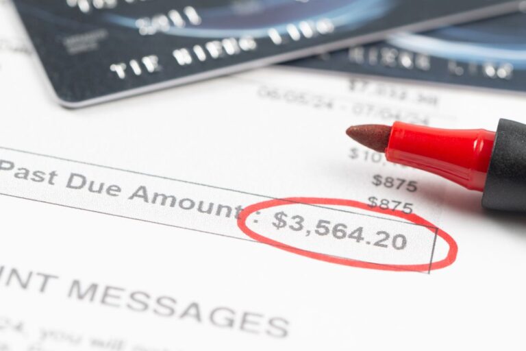 Amount due circled in red