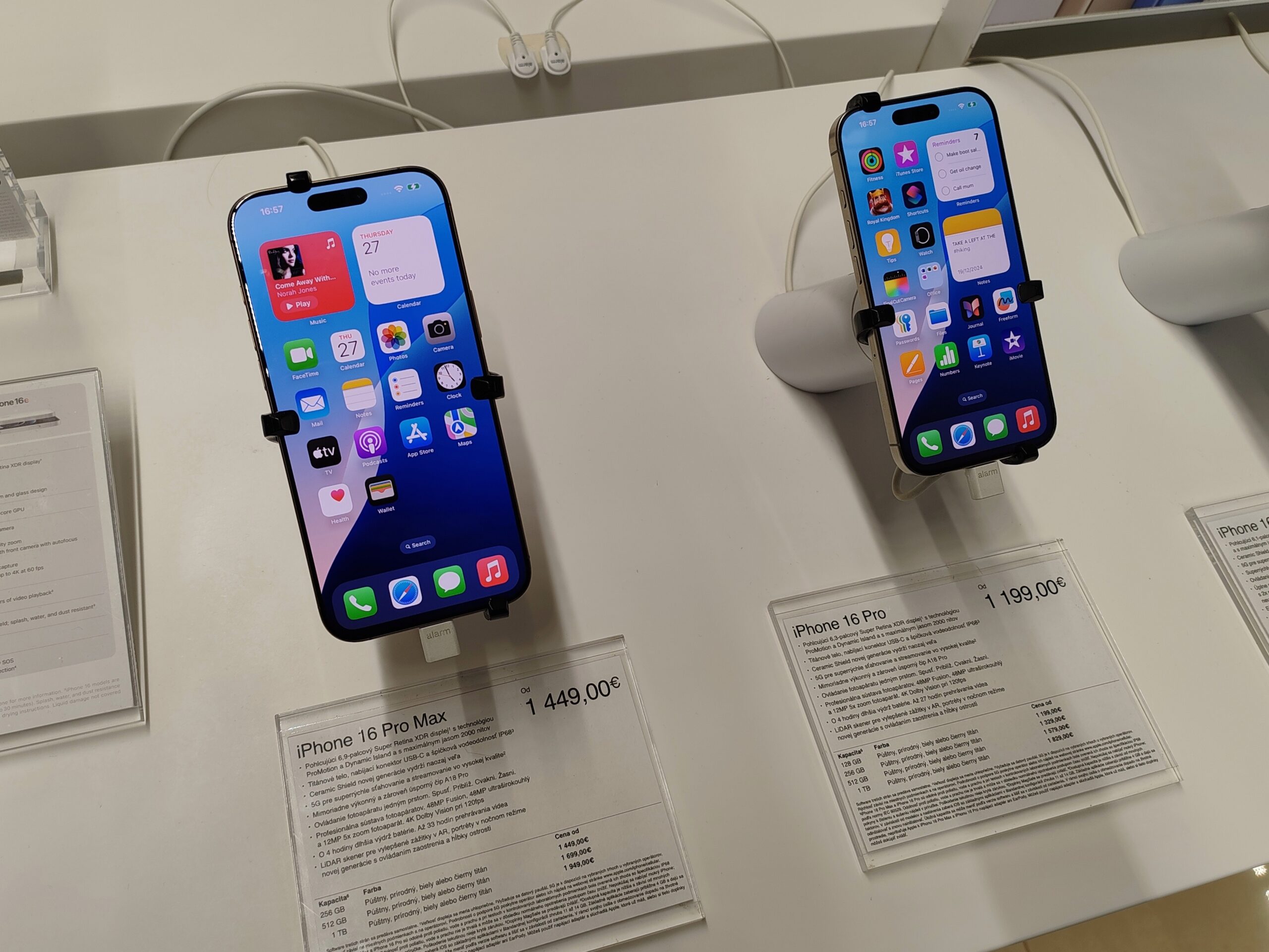 iPhone 16 Pro models displayed side by side