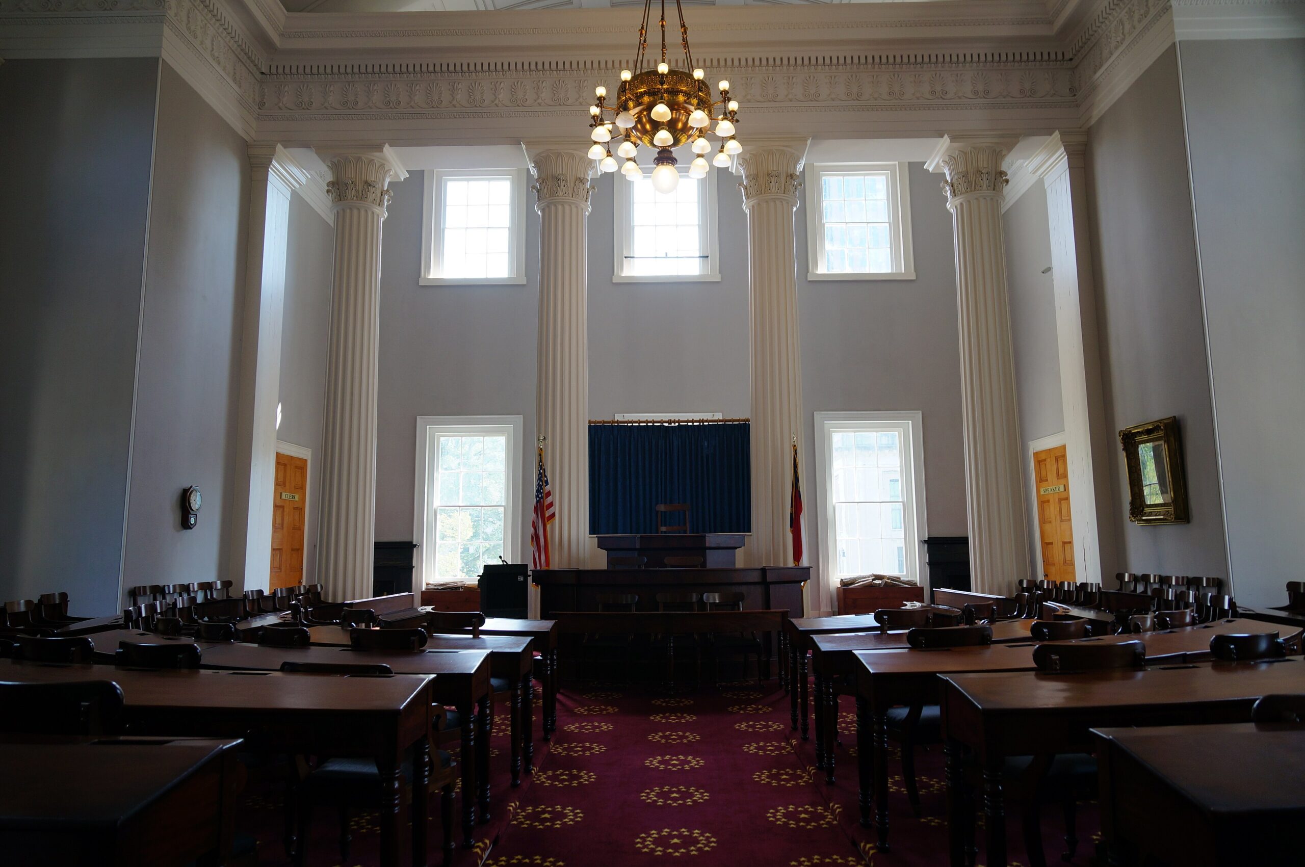 The historic Assembly Room inside the North Carolina State Capitol in Raleigh