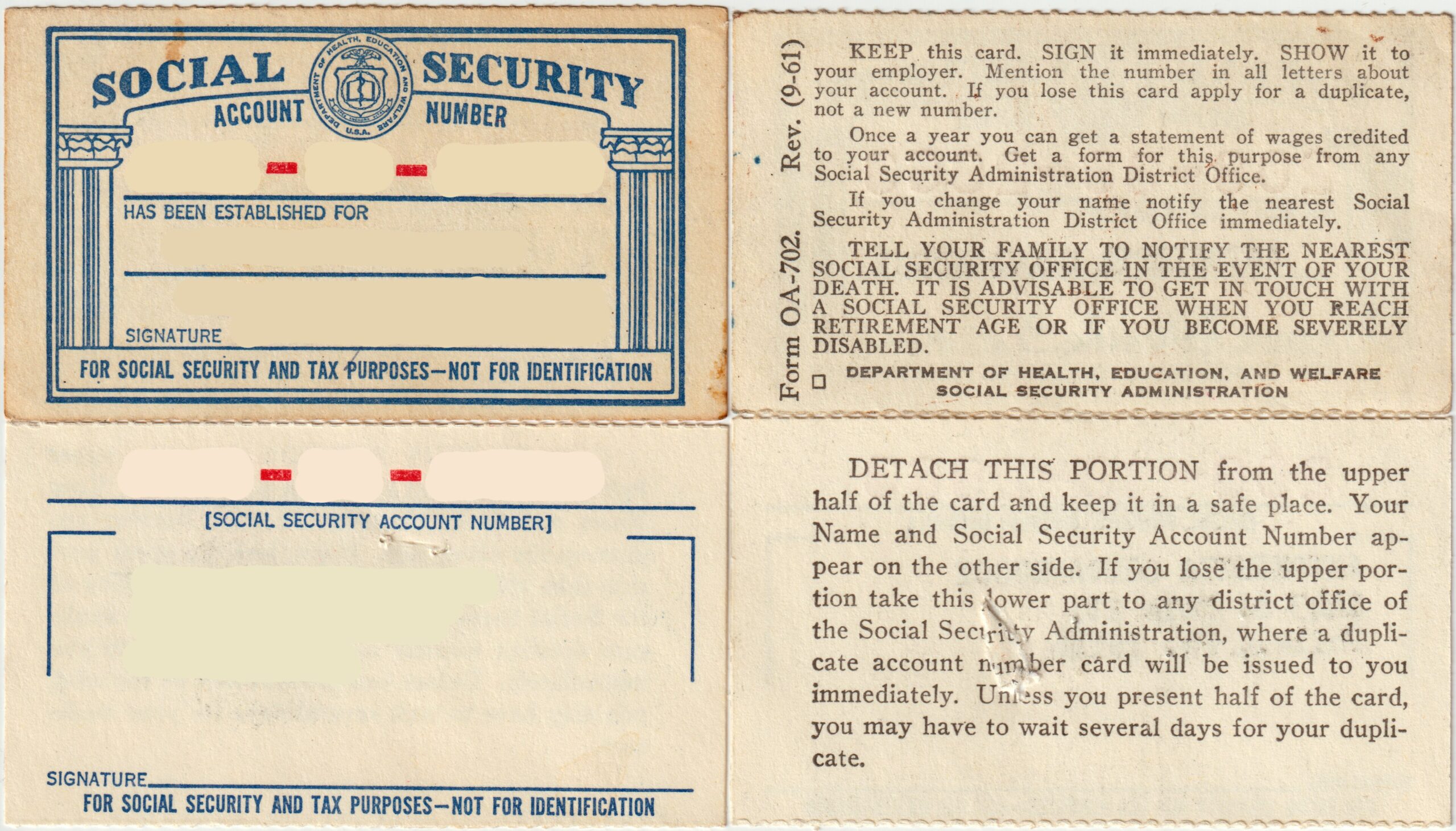 A U.S. Social Security card lying flat